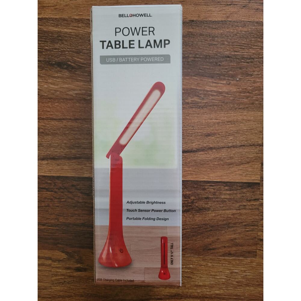 Bell & Howell (USB/Battery) Power Table Lamp 9.5" Tall. New in box W Batteries